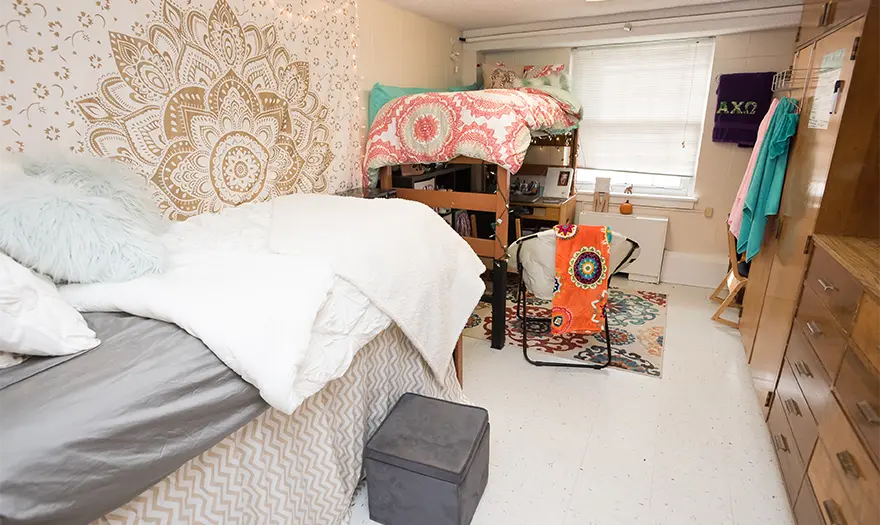 Mary Burke Hall bedroom decorated