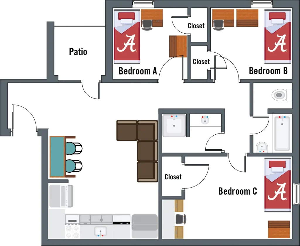Bryce Lawn Hall typical unit floor plan