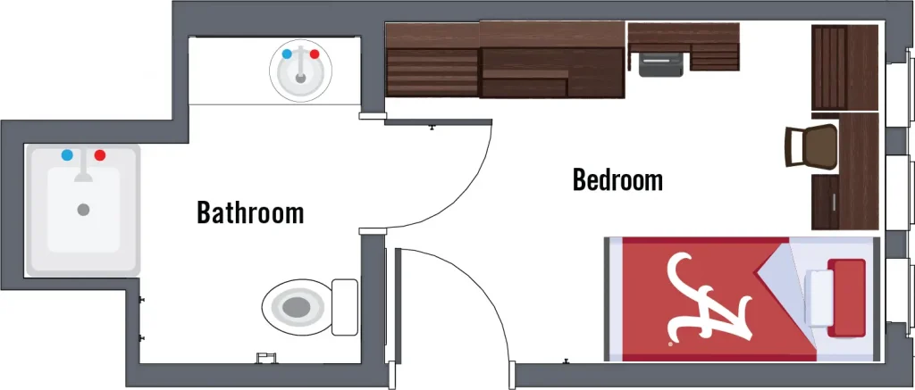 England Hall single bedroom floor plan