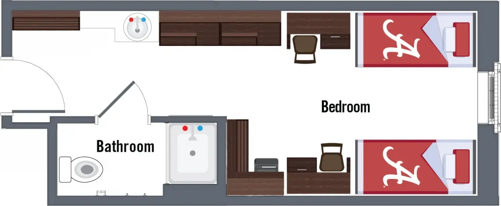 England Hall double bedroom floor plan