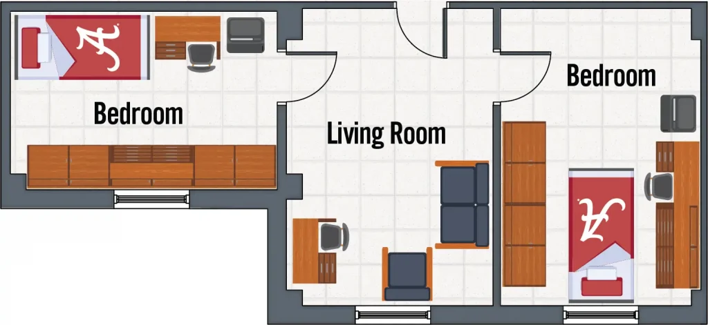 Parham East 2-person unit without bathroom floor plan