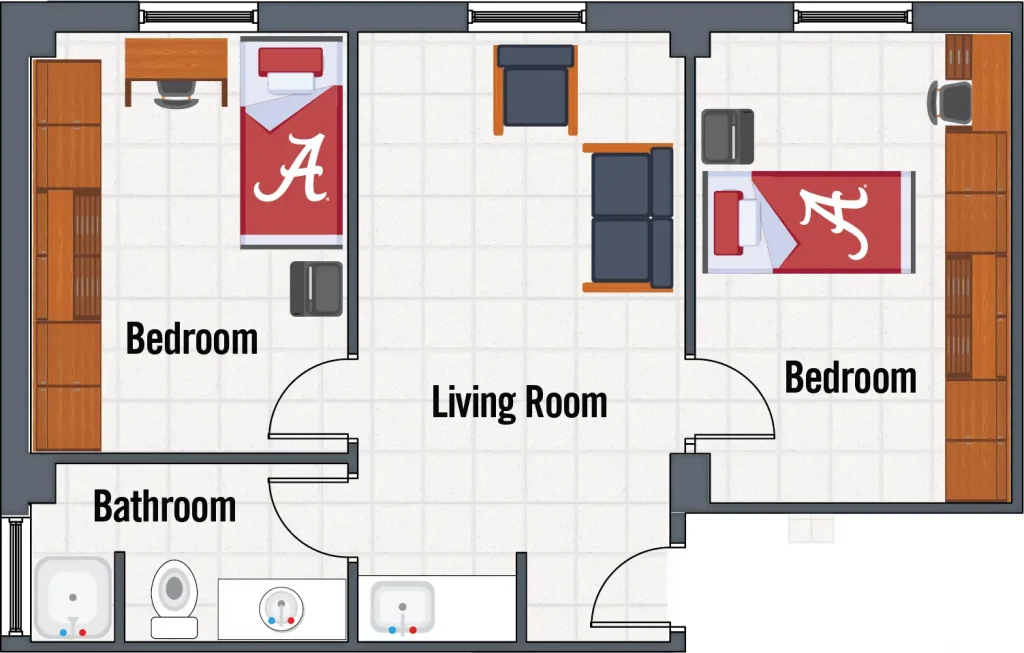 Parham East 2-person unit floor plan