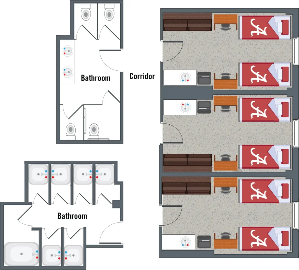 Paty Hall double-occupancy unit floor plan