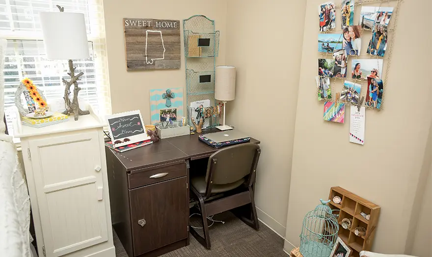 Presidential Village I bedroom desk that's decorated