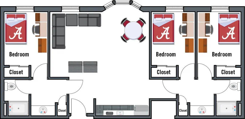 Bryant Hall 3-Bedroom Unit